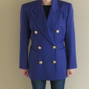 Like New Bright Purple 100% Wool Double-Breasted Jacket